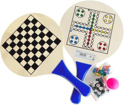 Acra DŘEVO Soubor her Plážový soft tenis / Šachy / Dáma / Člověče, nezlob se! 4v1 Acra DŘEVO Soubor her Plážový soft tenis / Šachy / Dáma / Člověče, nezlob se! 4v1