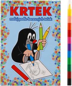 Akim Maluj podle barevných teček Krtek (Krteček) omalovánky s voskovkami