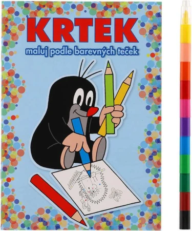 Akim Maľuj podľa farebných bodiek Krtek (Krteček) omaľovánky s voskovkami Akim Maľuj podľa farebných bodiek Krtek (Krteček) omaľovánky s voskovkami