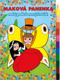 Akim Maluj podle barevných teček Maková panenka omalovánky s voskovkami Akim Maluj podle barevných teček Maková panenka omalovánky s voskovkami