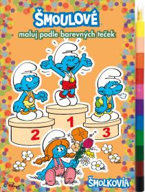 Akim Maluj podle barevných teček Šmoulové omalovánky s voskovkami