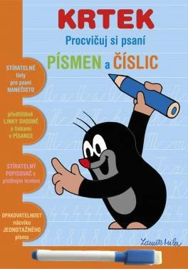 Akim Psaní písmen a číslic Krtek (Krteček) stíratelný sešit s popisovačem 2