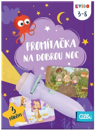 Albi Kvído Promítačka fialová svítilna projektor na baterie Světlo