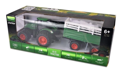 Amewi RC Traktor 2,4 Ghz s přeravníkem zvířat, světla, zvuk 1:24