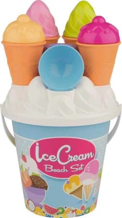 Androni Výroba zmrzliny a cupcake set kyblík s formičkami na písek 14ks 2 barvy