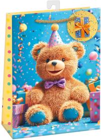 Argus Taška dárková medvídek 23x32x13cm papírová lesklá