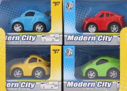 Autíčko kovové s očima 6cm zpětný chod 4 barvy v krabici