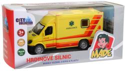 Auto ambulance kovová zpětný chod 10cm sanitka v krabici 2 barvy