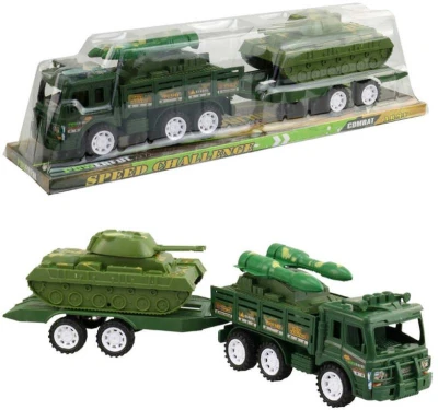 Auto army set s přívěsem a tankem vojenská technika plast blistr Auto army set s přívěsem a tankem vojenská technika plast blistr