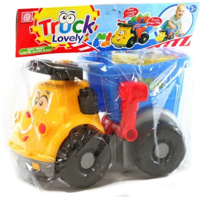 Auto baby veselé nákladní 26cm set s kostkami sklápěčka s obličejem plast Auto baby veselé nákladní 26cm set s kostkami sklápěčka s obličejem plast