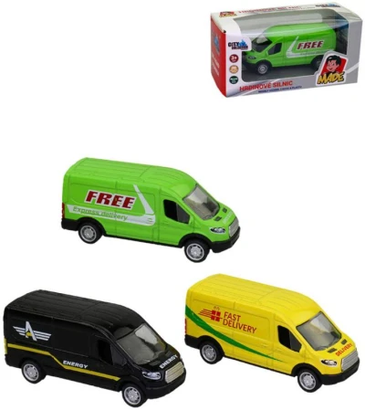 Auto dodávka 11cm kovové autíčko zpětný chod 3 druhy Auto dodávka 11cm kovové autíčko zpětný chod 3 druhy