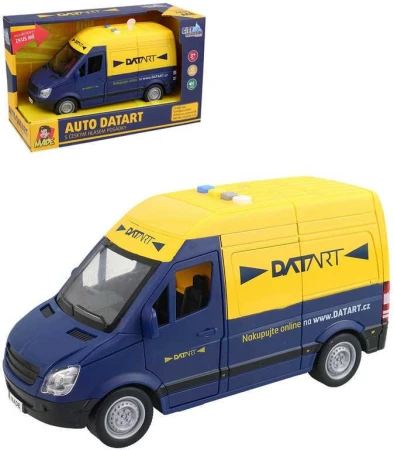 Auto dodávka 22cm Datart na setrvačník na baterie 1:16 Světlo Zvuk CZ kov Auto dodávka 22cm Datart na setrvačník na baterie 1:16 Světlo Zvuk CZ kov
