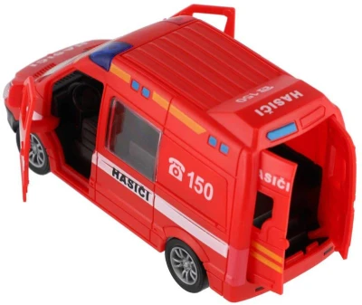 Auto hasiči 12cm dodávka plastová červená na setrvačník