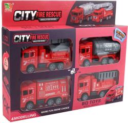 Auto hasiči 13cm zpětný chod hasičské vozidlo set 4ks v krabici plast Auto hasiči 13cm zpětný chod hasičské vozidlo set 4ks v krabici plast