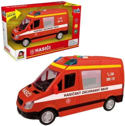 Auto hasiči dodávka 21cm český hlas posádky na baterie Světlo Zvuk CZ Auto hasiči dodávka 21cm český hlas posádky na baterie Světlo Zvuk CZ