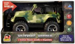 Auto Jeep vojenské army vozidlo na setrvačník 23cm na baterie Zvuk CZ plast