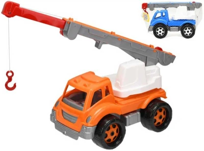 Auto jeřáb plastový stavební 36cm výsuvné otočné rameno 2 barvy v síťce Auto jeřáb plastový stavební 36cm výsuvné otočné rameno 2 barvy v síťce