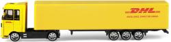Auto kamion DHL Přeprava zásilek tahač kovový s návěsem volný chod