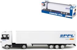 Auto kamion PPL Přeprava zásilek tahač kovový s návěsem volný chod Auto kamion PPL Přeprava zásilek tahač kovový s návěsem volný chod