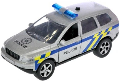 Auto kovové policie 11cm zpětný nátah CZ na baterie mluví česky Světlo Zvuk Auto kovové policie 11cm zpětný nátah CZ na baterie mluví česky Světlo Zvuk