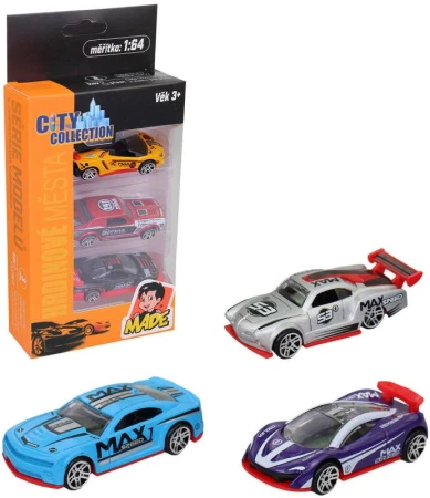 Auto kovové sportovní City Collection 7cm závodnička set 3ks 2 druhy Auto kovové sportovní City Collection 7cm závodnička set 3ks 2 druhy