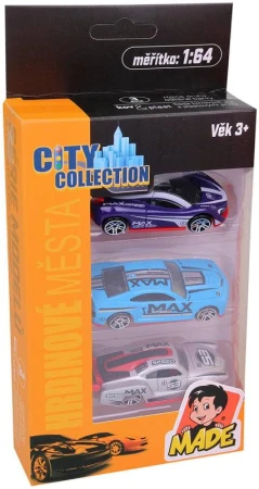 Auto kovové sportovní City Collection 7cm závodnička set 3ks 2 druhy