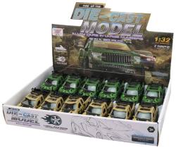 Auto kovový model 13cm pick-up vojenský 1:32 zpětný chod 2 barvy