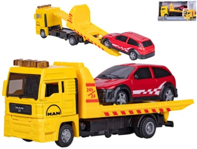 Auto odtahová služba MAN volný chod set odtahovka s autíčkem kov Auto odtahová služba MAN volný chod set odtahovka s autíčkem kov