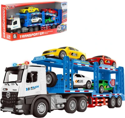 Auto odtahová služba set odtahovka se 4 vozidly na baterie Světlo Zvuk