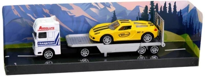 Auto odtahovka kovová 18cm set tahač s přívěsem a automobilem 4 druhy