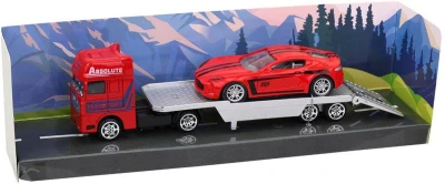 Auto odtahovka kovová 18cm set tahač s přívěsem a automobilem 4 druhy