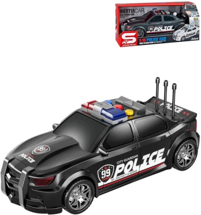 Auto policejní 25cm černé sportovní na baterie Světlo Zvuk plast Auto policejní 25cm černé sportovní na baterie Světlo Zvuk plast