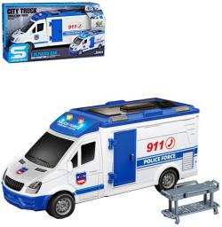 Auto policejní dodávka na setrvačník 1:16 na baterie Světlo Zvuk Auto policejní dodávka na setrvačník 1:16 na baterie Světlo Zvuk