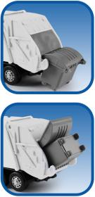 Auto popeláři zpětný chod svoz komunálního odpadu s kontejnerem kov