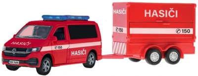 Auto požární VW hasiči zpětný chod set s vlečkou a doplňky český design CZ Auto požární VW hasiči zpětný chod set s vlečkou a doplňky český design CZ