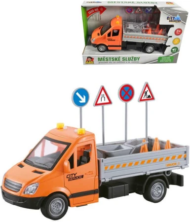 Auto pracovní set s dopravními značkami na setrvačník na baterie Světlo Zvuk Auto pracovní set s dopravními značkami na setrvačník na baterie Světlo Zvuk