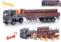 Auto přepravník dřeva set s kládami a doplňky na baterie Světlo Zvuk 2 barvy kov