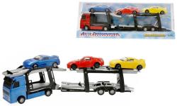 Auto přepravovací kovové set se 3 auty 2 barvy Auto přepravovací kovové set se 3 auty 2 barvy