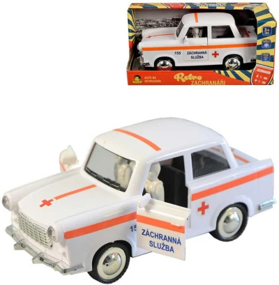Auto retro záchranná služba na setrvačník na baterie Světlo Zvuk plast Auto retro záchranná služba na setrvačník na baterie Světlo Zvuk plast