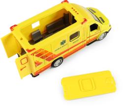 Auto sanitka kovová žlutá ambulance zpětný chod v plastovém boxu