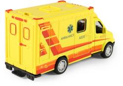 Auto sanitka kovová žlutá ambulance zpětný chod v plastovém boxu