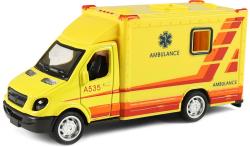 Auto sanitka kovová žlutá ambulance zpětný chod v plastovém boxu