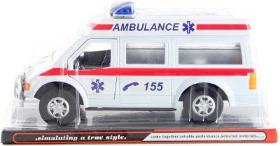 Auto sanitka plastová 15cm bílá ambulance na setrvačník Auto sanitka plastová 15cm bílá ambulance na setrvačník