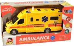 Auto sanitka žltá na zotrvačník 19cm ambulance na batérie Svetlo Zvuk CZ