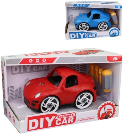 Auto sportovní na šroubování set s nástrojem k sestavení 2 barvy plast