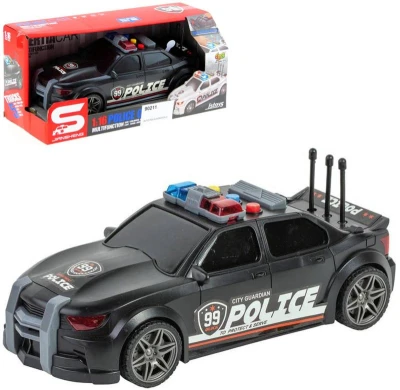 Auto sportovní policejní černé na setrvačník policie na baterie Světlo Zvuk Auto sportovní policejní černé na setrvačník policie na baterie Světlo Zvuk