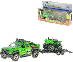 Auto terénní 13cm kovové set s přívěsem a čtyřkolkou na baterie Světlo Zvuk Auto terénní 13cm kovové set s přívěsem a čtyřkolkou na baterie Světlo Zvuk