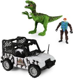 Auto terénní džíp s dinosaurem a figurkou vojáka na baterie Světlo Zvuk