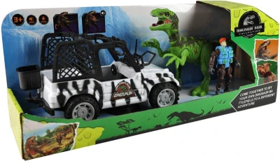 Auto terénní džíp s dinosaurem a figurkou vojáka na baterie Světlo Zvuk