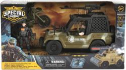 Auto vojenské army vozidlo set s motocyklem a 2 figurkami s doplňky plast